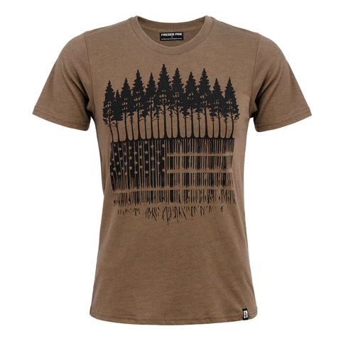 Heathered Army Comfort Fit Shirt 50 Cotton 50 Polyester Made in USA Fireside Pine  Men's Shirt