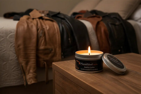Heathers Leather - Soy Tin Collection MorninWood Candles  Candles