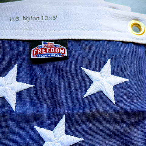 Heavy-Duty American Flag – Outdoor Patriotic Nylon Banner | Made in USA Durable Weather-Resistant Freedom Flag and Pole 