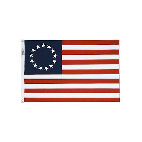 Heavy-Duty Nylon Betsy Ross Flag with Embroidered Stars and Sewn Stripes – Made in USA Outdoor Banner Freedom Flag and Pole 