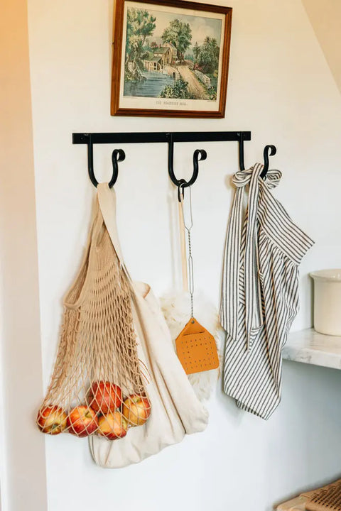 Heavy-Duty Wrought Iron Wall Rack With Hooks 24-34 Inch – Handcrafted Storage Organizer | Made in USA Millstream Home  Homegoods