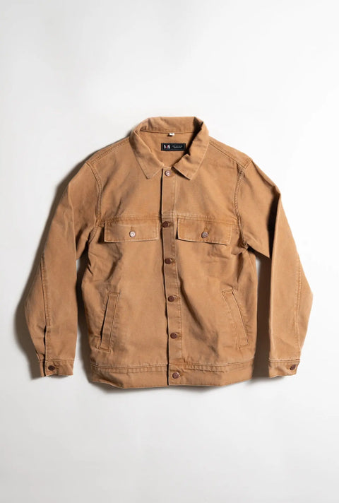 Heavyweight Canvas Trucker Jacket Mud Color – Durable Tailored Fit Outerwear | Made in USA by Marc Nelson Denim Marc Nelson  Jacket