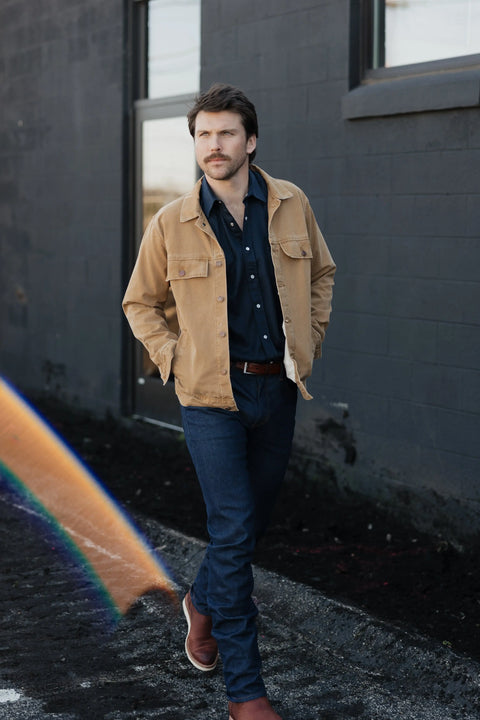Heavyweight Canvas Trucker Jacket Mud Color – Durable Tailored Fit Outerwear | Made in USA by Marc Nelson Denim Marc Nelson  Jacket