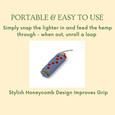 Hemp Wick Lighter Case – Durable Grey Hexagon Design | Made in USA Chatelet Manufacturing 