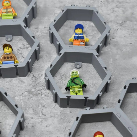 Chatelet Manufacturing’s Hexagon Wall Display Compatible With Lego Figures lets you interlock hex blocks on your wall to showcase unique LEGO minifigures in style, creating a customizable, eye-catching display. Made in the USA.