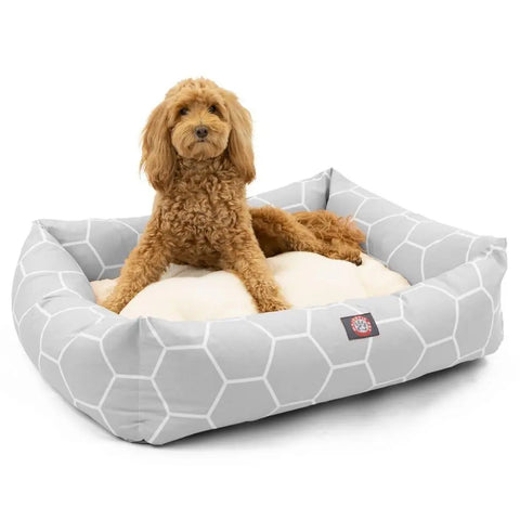Hexo Shapes Plush Dog Bed – Luxe Bagel Style | Made in USA – San Antonio Texas Majestic Pet