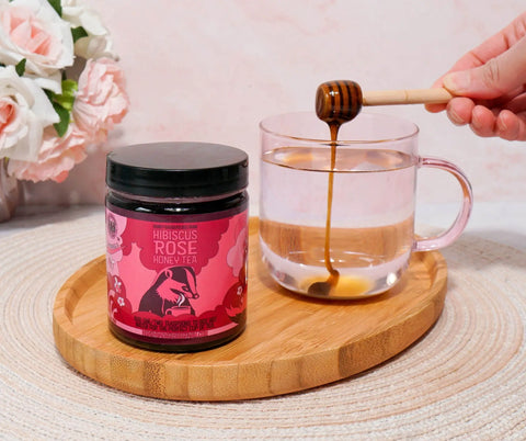 Hibiscus & Rose Honey Honey Badgers Bee Farm  All natural Tea