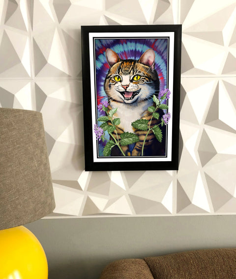 Hippie Cat Retro Poster – Vintage 1960s Tie-Dye Wall Art | Made in USA Skinny Pete's Gourmet Catnip  Art