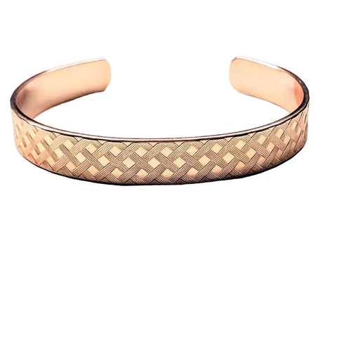 His and Her Copper Embossed Weave Cuff Set 10mm Wide 16-Gauge Artisan Bracelets – Handmade in USA Alexa Martha Designs  Cuff Bracelet