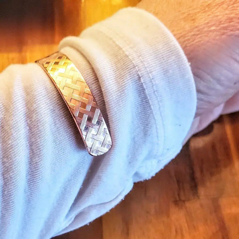 His and Her Copper Embossed Weave Cuff Set 10mm Wide 16-Gauge Artisan Bracelets – Handmade in USA Alexa Martha Designs  Cuff Bracelet