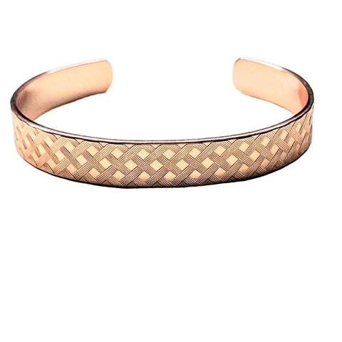 His and Her Copper Embossed Weave Cuff Set 16 Gauge Alexa Martha Designs  Cuff Bracelet