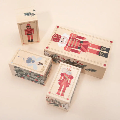 Holiday Nutcracker Wooden Blocks Set 6-Piece – Sustainable Basswood Toy | Made in USA - Grand Rapids, Michigan Uncle Goose  Environments