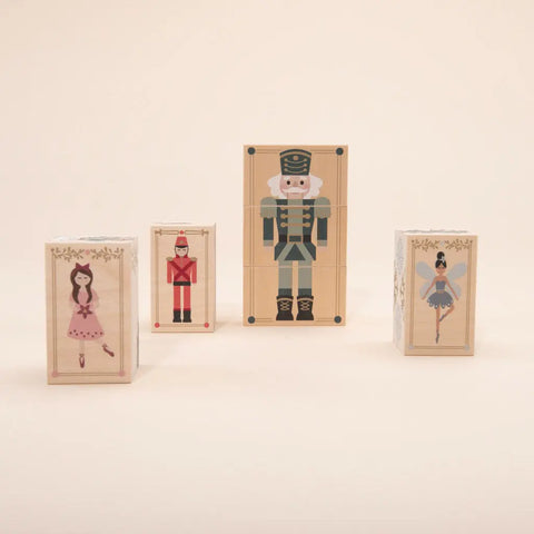 Holiday Nutcracker Wooden Blocks Set 6-Piece – Sustainable Basswood Toy | Made in USA - Grand Rapids, Michigan Uncle Goose  Environments