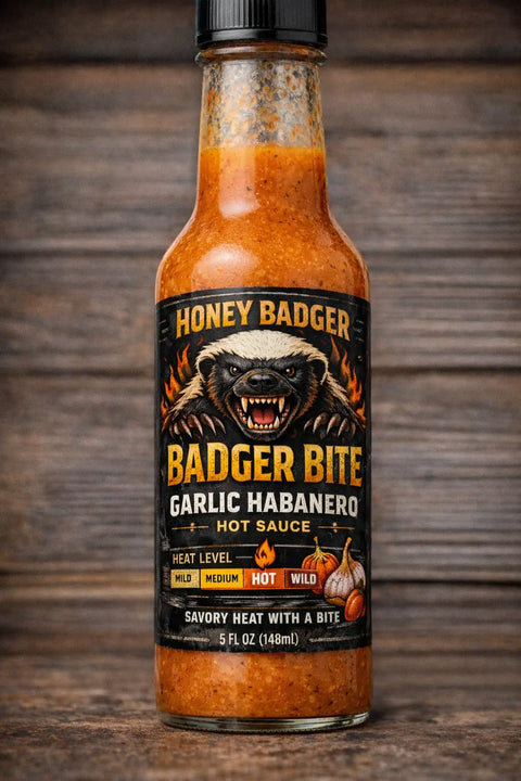 Honey Badger Hot Sauce Trio – 3 Pack 5 fl oz Bottles | Pineapple Sting, Badger Bite & Mean Green | Made in USA Honey Badgers Bee Farm 