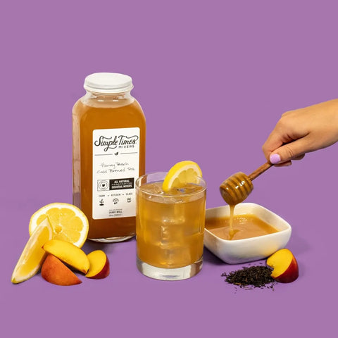 Honey Peach Cold Brewed Organic Tea Mixer 32oz – Natural Cocktail Mixer | Made in USA Simple Times Mixers  32oz Single Bottle