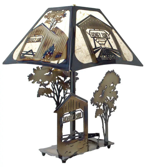 Honey Run Rustic Metal Table Lamp – Handmade Covered Bridge Design | Made in USA Artisan Decor Knights Home Decor  item