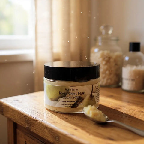 Honey Spiced Pear Exfoliating Sugar Scrub 5.9 oz – Natural Body Polish | Made in USA Bath Bums  Sugar Scrubs