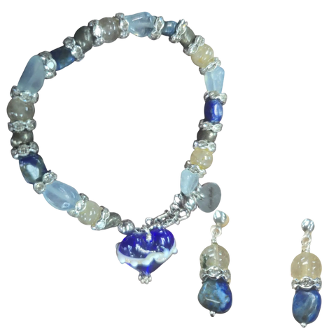 Hope Collection Cancer Charity Jewelry Set – Lapis Lazuli & Aquamarine Sterling Silver Adjustable Bracelet Necklace Ring Earrings | Made in USA Michelle Marie Boutique  Jewelry Sets