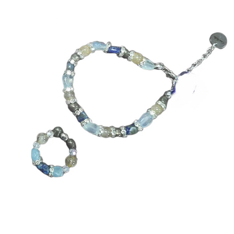 Hope Collection Cancer Charity Jewelry Set – Lapis Lazuli & Aquamarine Sterling Silver Adjustable Bracelet Necklace Ring Earrings | Made in USA Michelle Marie Boutique  Jewelry Sets