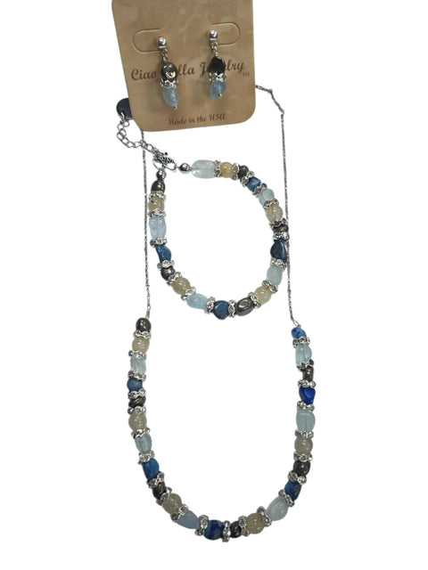 Hope Collection Cancer Charity Jewelry Set – Lapis Lazuli & Aquamarine Sterling Silver Adjustable Bracelet Necklace Ring Earrings | Made in USA Michelle Marie Boutique  Jewelry Sets