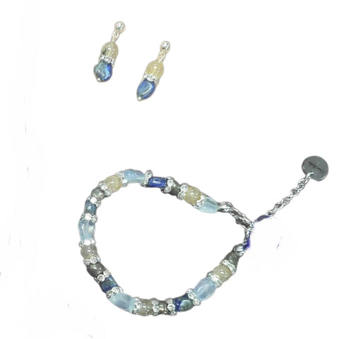 Hope Collection Cancer Charity Jewelry Set – Lapis Lazuli & Aquamarine Sterling Silver Adjustable Bracelet Necklace Ring Earrings | Made in USA Michelle Marie Boutique  Jewelry Sets