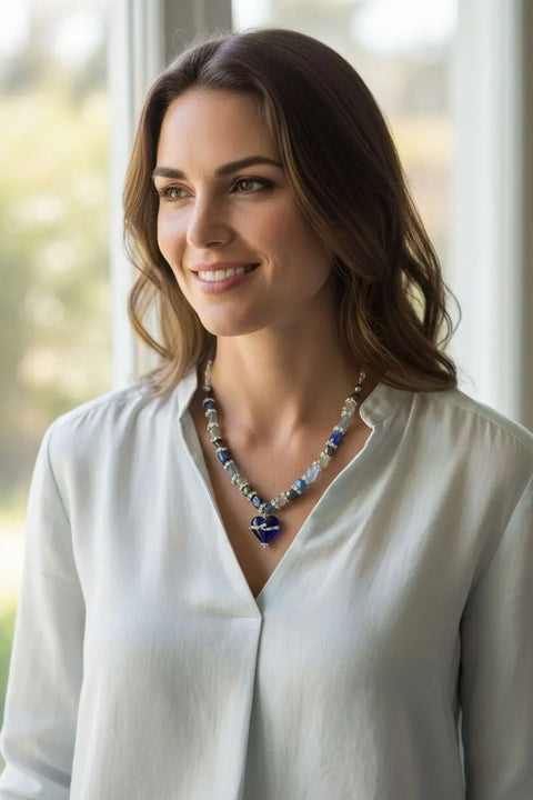 Hope Collection Cancer Charity Jewelry Set – Lapis Lazuli & Aquamarine Sterling Silver Adjustable Bracelet Necklace Ring Earrings | Made in USA Michelle Marie Boutique  Jewelry Sets