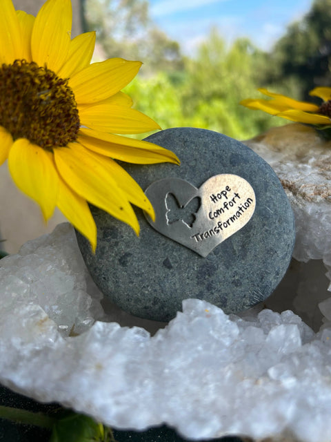 Hope Comfort Transformation Memorial Stone – Handcrafted Tribute Rock | Made in USA with Butterfly Accent Whitney Howard Designs  Rock Garden