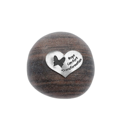 Hope Comfort Transformation Memorial Stone – Handcrafted Tribute Rock | Made in USA with Butterfly Accent Whitney Howard Designs  Rock Garden