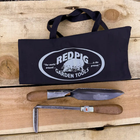 Hori Hori Trowel and Cape Cod Weeder Set in Tote Bag Red Pig Garden Tools 