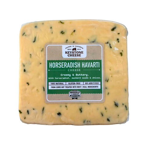 Horseradish Havarti Cheese 6oz-10oz Blocks – Artisan Wisconsin Dairy Product | Made in USA Keystone Cheese  Cheese