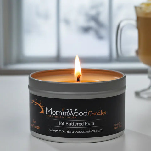 Hot Buttered Rum Scented Soy Candle Tin – 7oz Handcrafted Home Fragrance | Made in USA MorninWood Candles  Candles