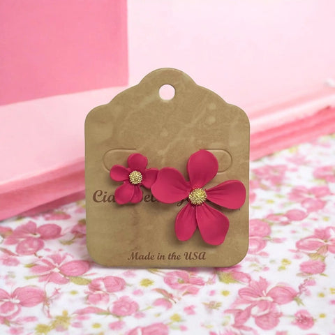 Hot Pink Dogwood Flower Earrings – Lightweight Floral Jewelry with Gold Center | Made in USA Michelle Marie Boutique  Earrings