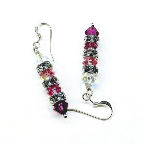 Hot Pink Ombre Swarovski Crystal Sterling Silver Earrings – 1 3/4 Inch | Made in USA Alexa Martha Designs  Earrings