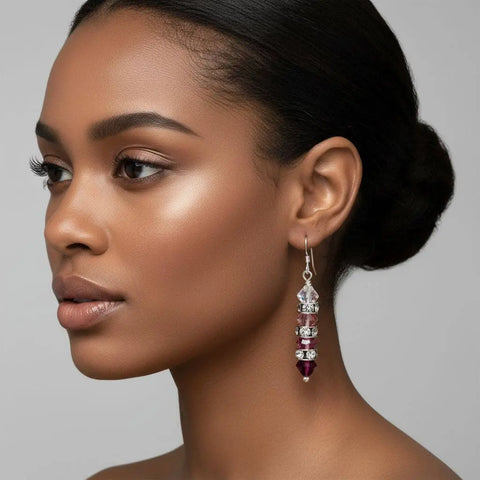 Hot Pink Ombre Swarovski Crystal Sterling Silver Earrings – 1 3/4 Inch | Made in USA Alexa Martha Designs  Earrings