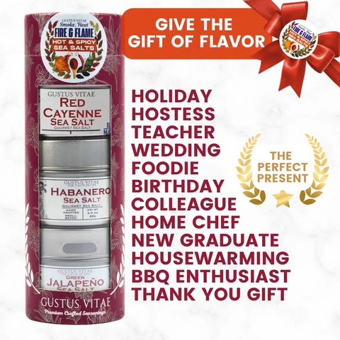 Hot & Spicy Sea Salt Gift Set – Jalapeño, Habanero & Cayenne Trio | Handcrafted Seasoning Pack Made in USA Gustus Vitae  Collections & Gift Sets