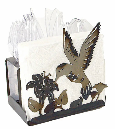 Hummingbird-Themed Rustic Utensil and Napkin Holder – Handmade Table Organizer | Made in USA Knights Home Decor  item