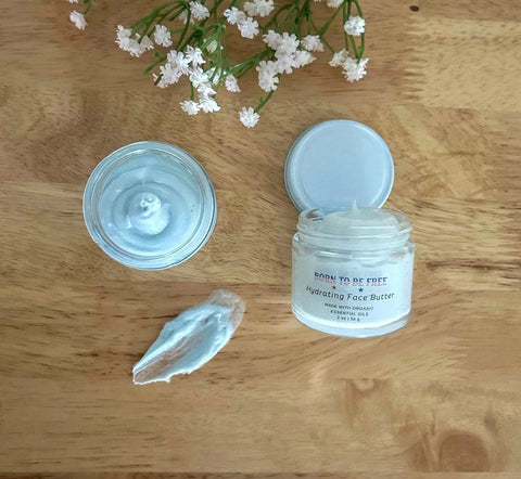 Hydrating Face Butter With Essential Oils Born to be Free  Face cream 37.99 2 oz Glass Jar