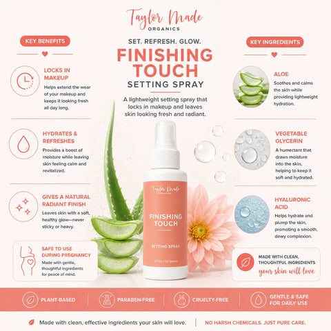 Hydrating Makeup Setting Spray 4 oz – Organic Finish with Hyaluronic Acid & Aloe Vera | Made in USA Taylor Made Organics  makeup