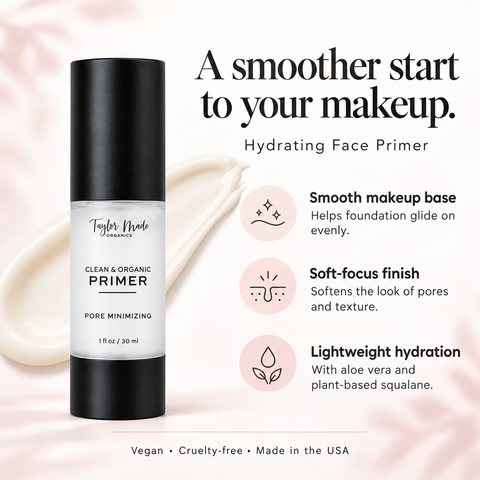 Organic Face Primer 30ml – Pore Minimizing Hydrating Base for Smooth Makeup | Taylor Made Organics Made in USA Taylor Made Organics  primer