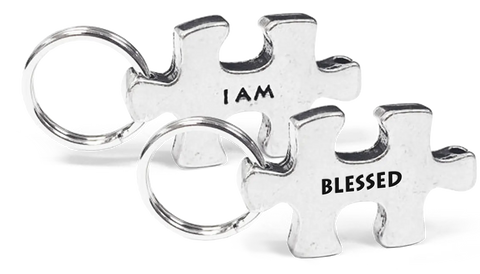 "I AM" Blessed Inspirational Puzzle Piece Charm – Daily Reminder Keychain | Whitney Howard Designs | Made in USA Whitney Howard Designs  "I AM"