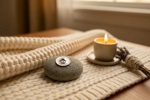 I Am Protected Meditation Stone – Natural River Rock with Recycled Pewter Affirmation | Made in USA Whitney Howard Designs  Meditation Stones