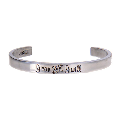 I Can and I Will Inspirational Cuff Bracelet – Handcrafted Pewter Open Bangle | Made in USA Whitney Howard Designs  Cuff Bracelets
