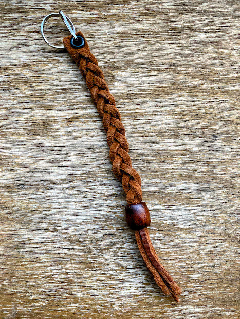 Hand-Braided Leather Keychain – Full-Grain Suede Durable Design | Made in USA BBH 