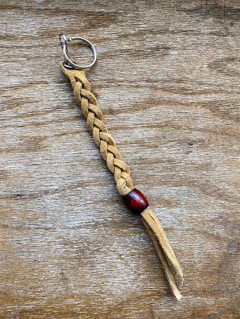 Hand-Braided Leather Keychain – Full-Grain Suede Durable Design | Made in USA BBH 