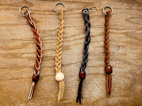 Hand-Braided Leather Keychain – Full-Grain Suede Durable Design | Made in USA BBH 