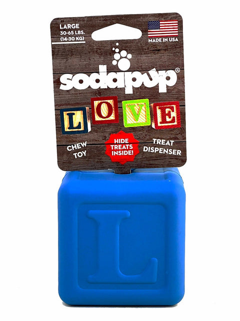 SodaPup Durable Rubber Love Cube Dog Chew Toy – Treat Dispenser | Made in USA SodaPup  Rubber Dog Toys