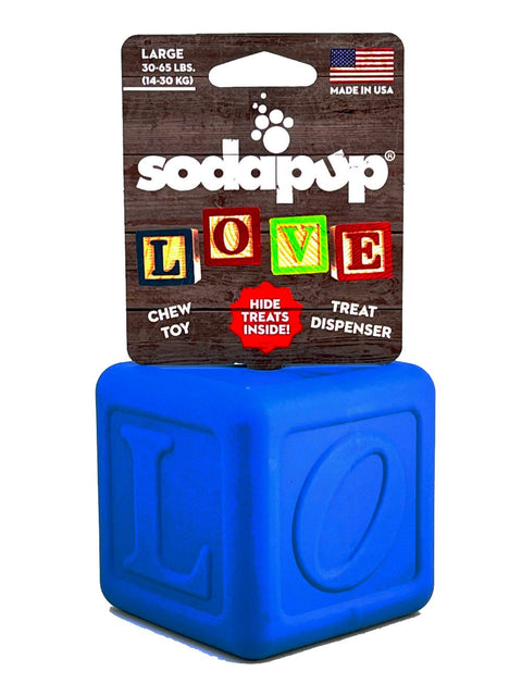 SodaPup Durable Rubber Love Cube Dog Chew Toy – Treat Dispenser | Made in USA SodaPup  Rubber Dog Toys