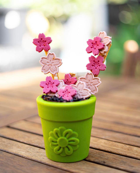 Large Durable Rubber Flower Pot Dog Treat Dispenser – Interactive Chew Toy | Made in USA SodaPup  Rubber Dog Toys