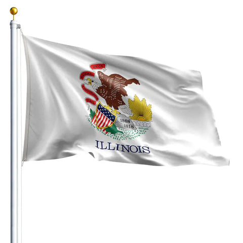 Illinois State Flag – Durable UV-Resistant Outdoor Nylon | Made in USA Freedom Flag and Pole 