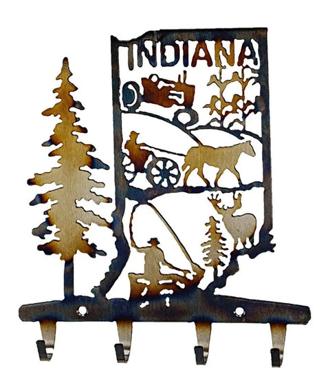 Indiana Rustic Metal Key Rack – Handmade Wall Organizer with Rural Farm Design | Made in USA Knights Home Decor  item